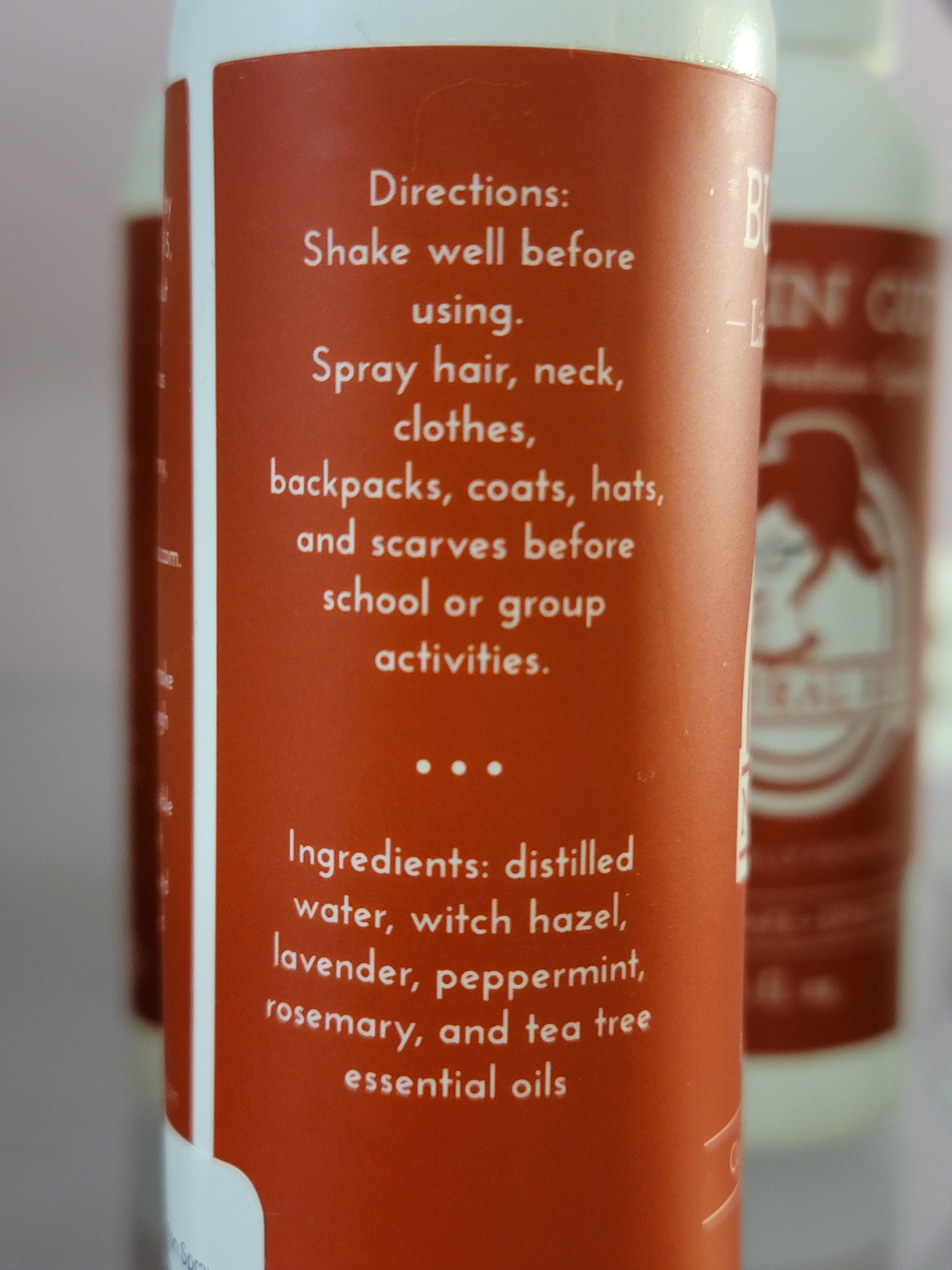 Natural Red Buggin Out Lice Prevention Spray