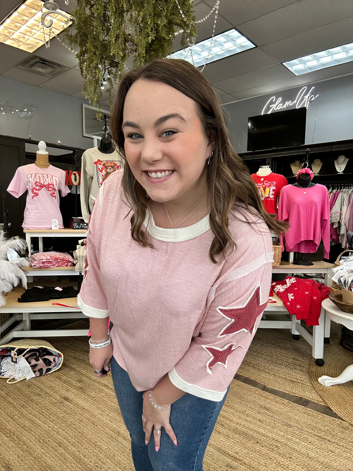 Pink Star Patch Sweatshirt