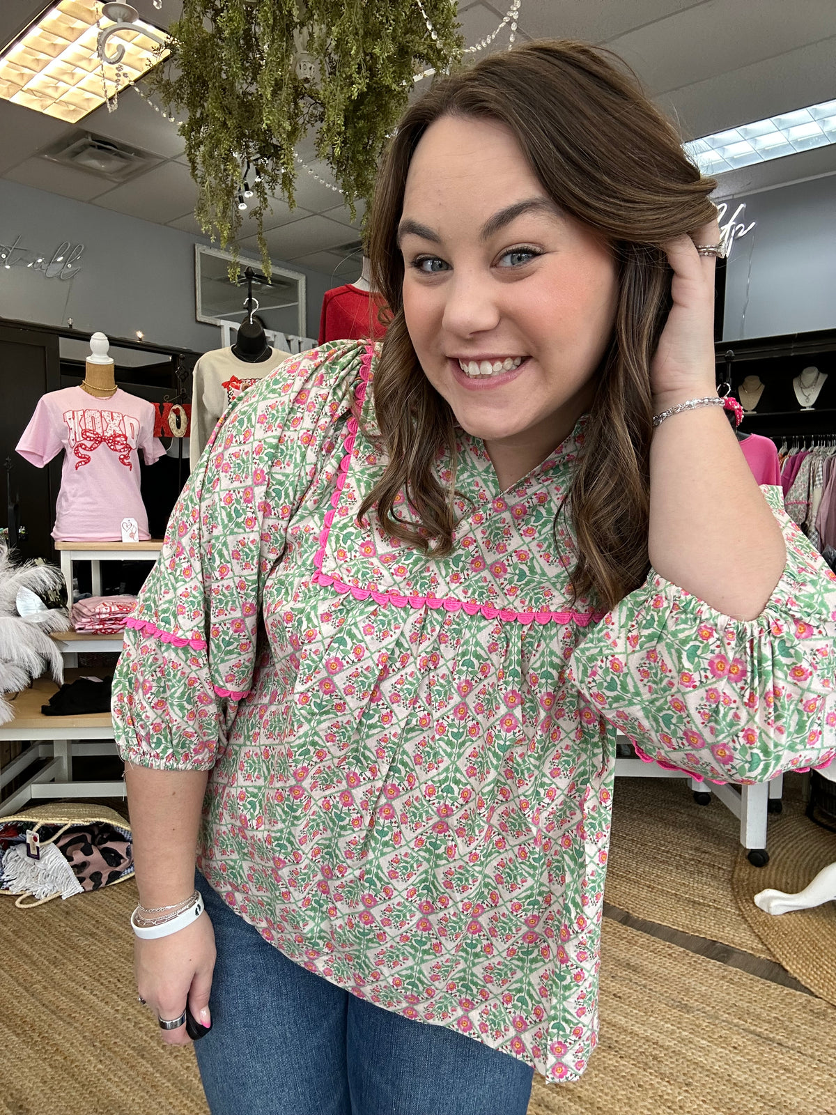 Vintage Floral Babydoll Top