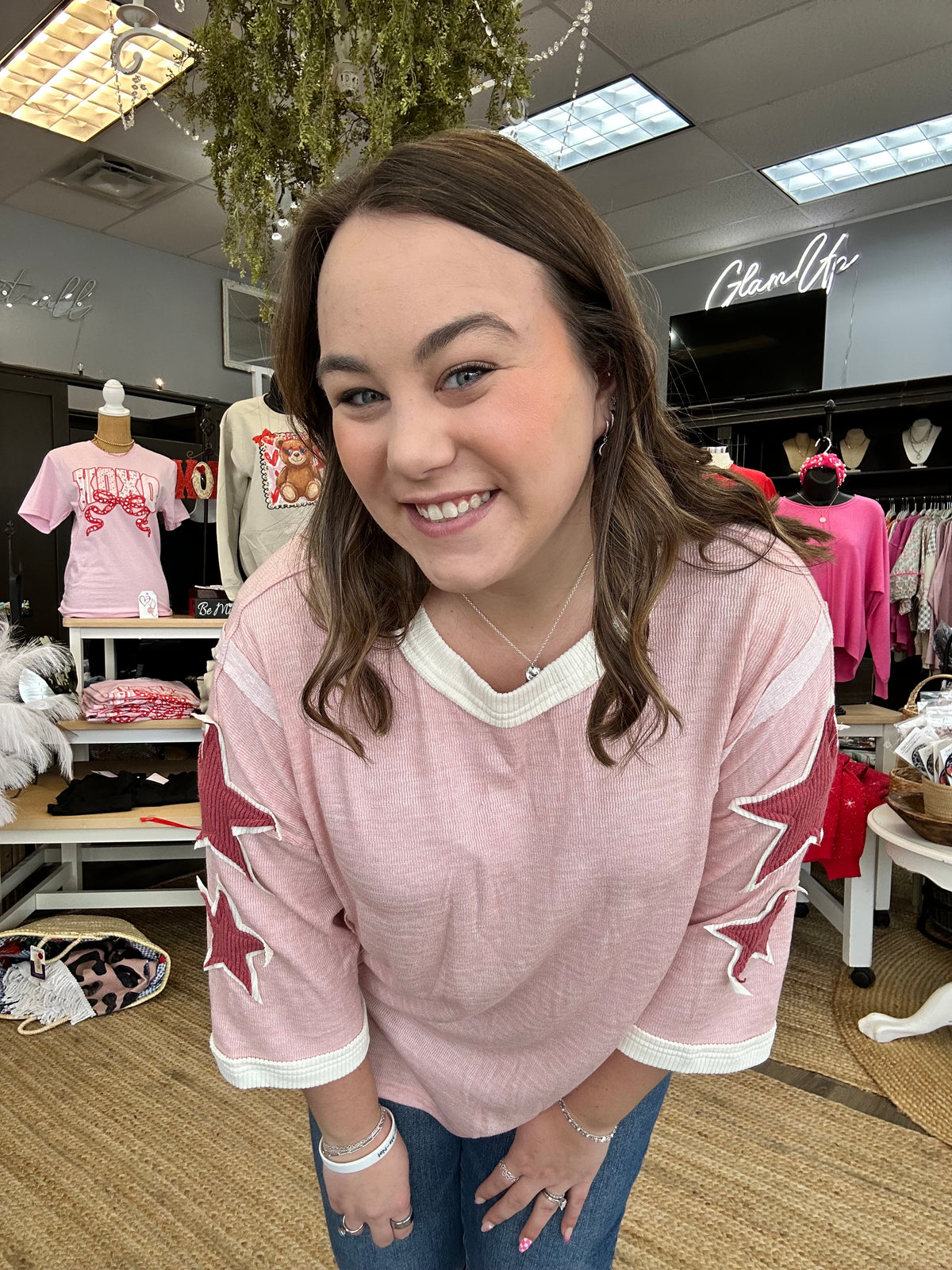 Pink Star Patch Sweatshirt