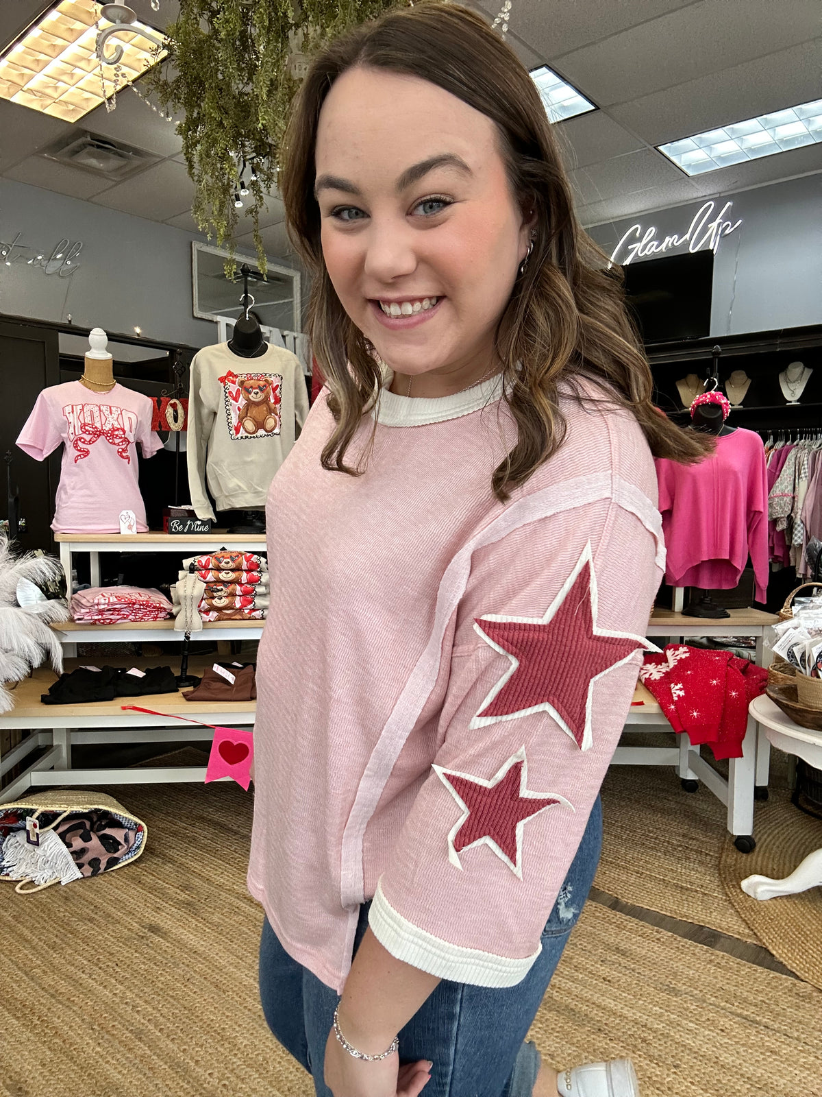 Pink Star Patch Sweatshirt