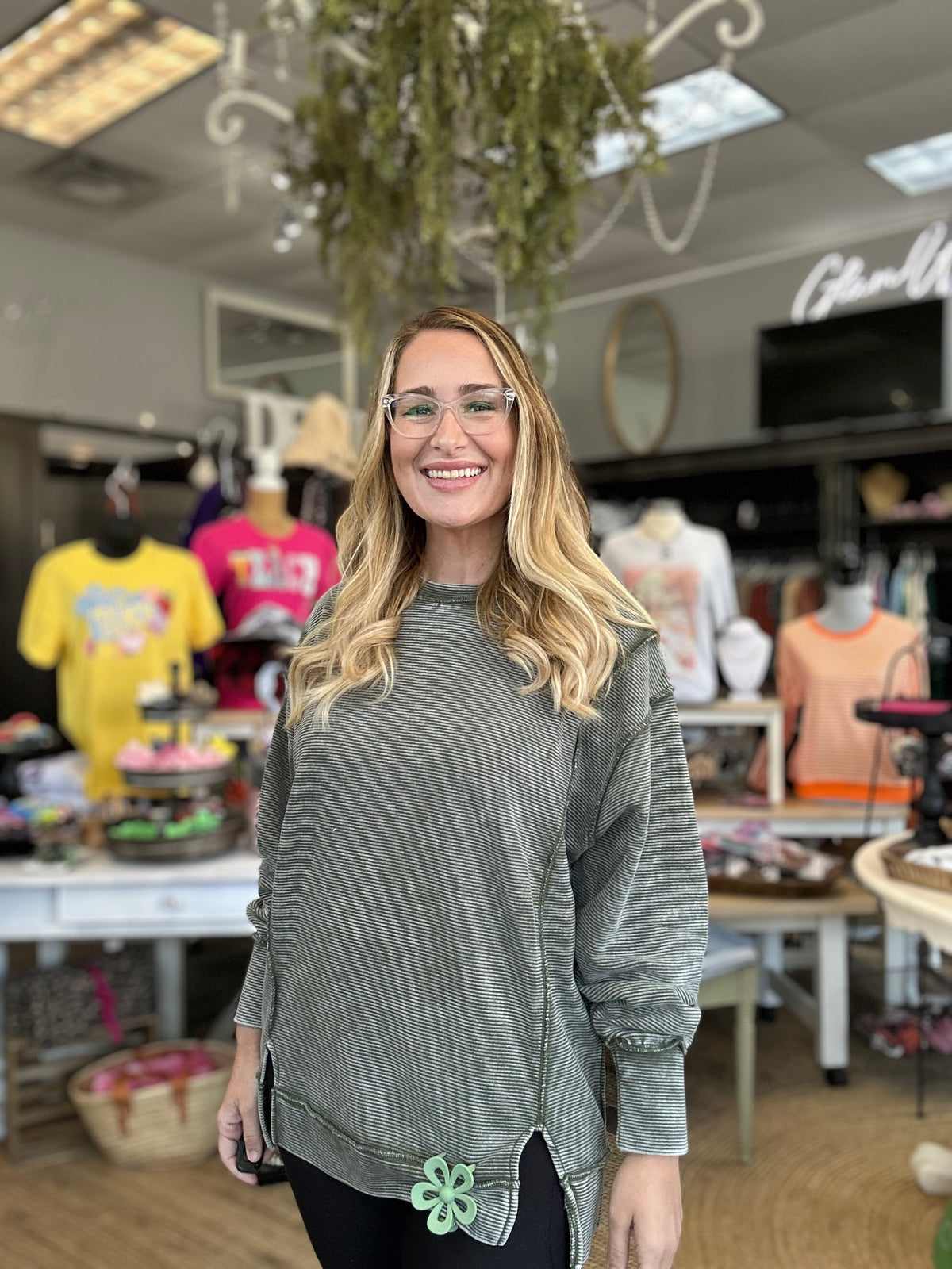 Vintage Olive Ribbed Pullover