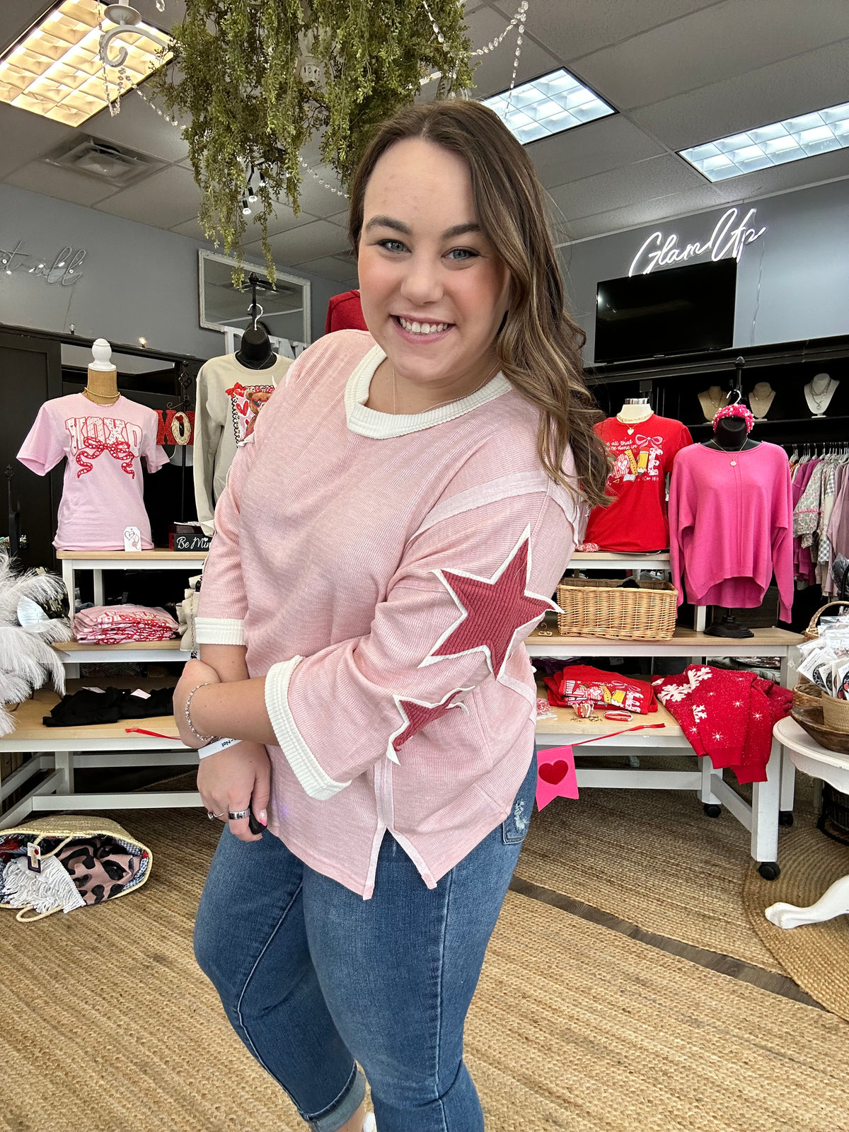 Pink Star Patch Sweatshirt