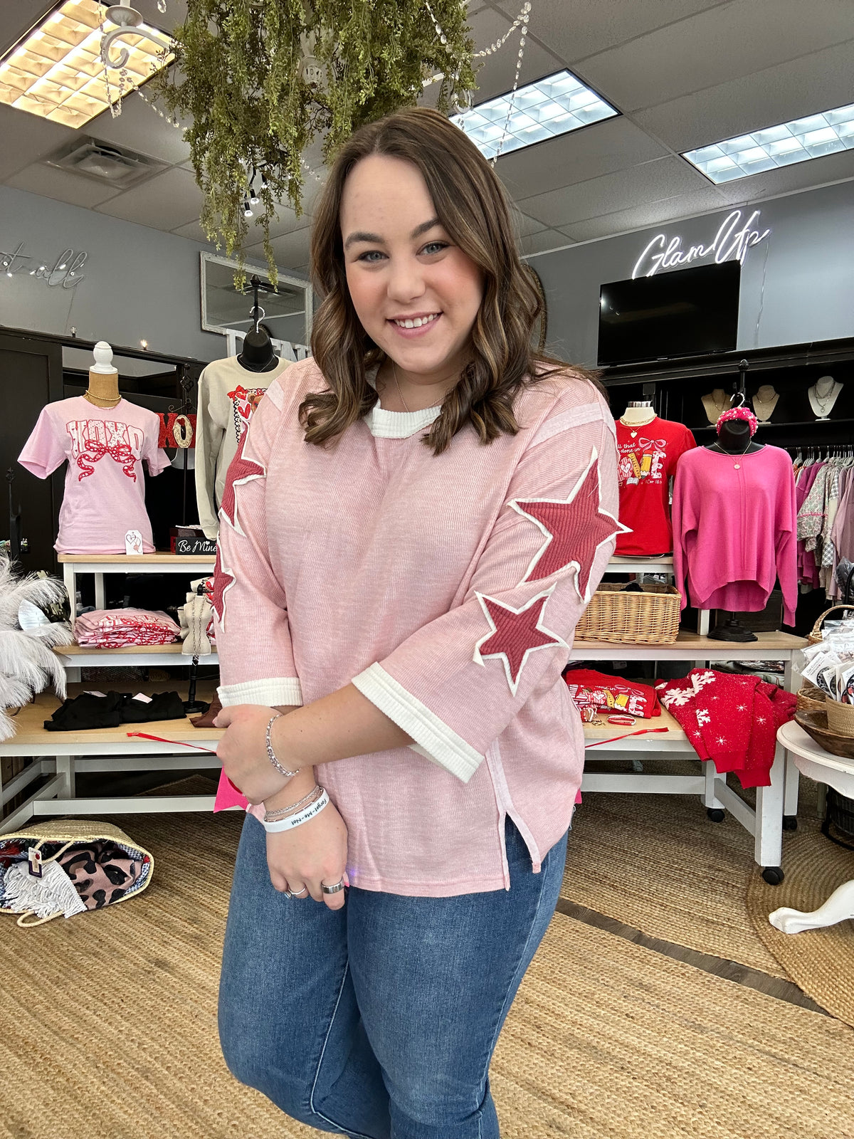 Pink Star Patch Sweatshirt