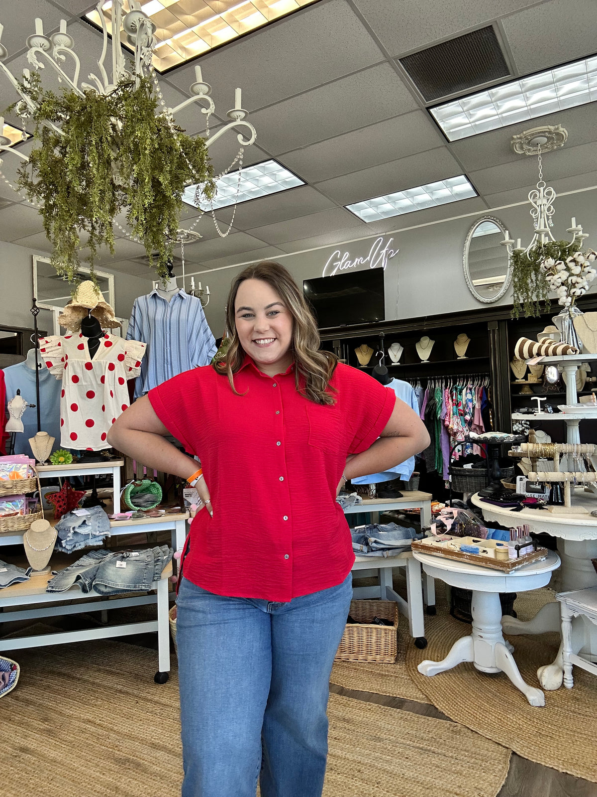 Miss Airy Button Down Top