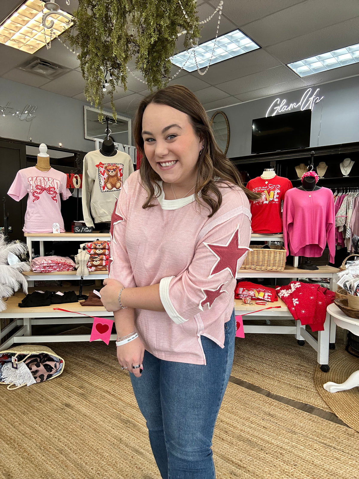 Pink Star Patch Sweatshirt