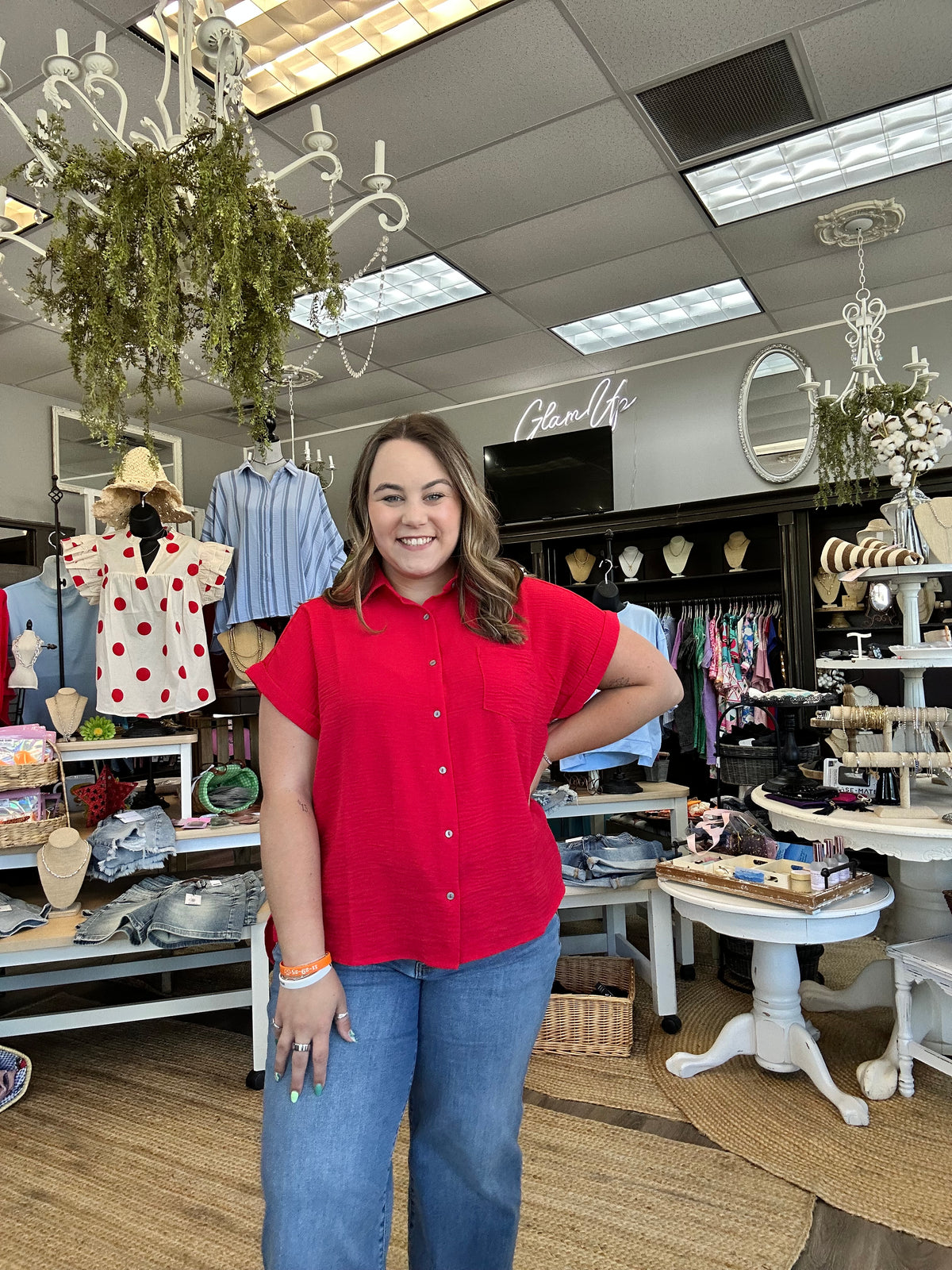 Miss Airy Button Down Top