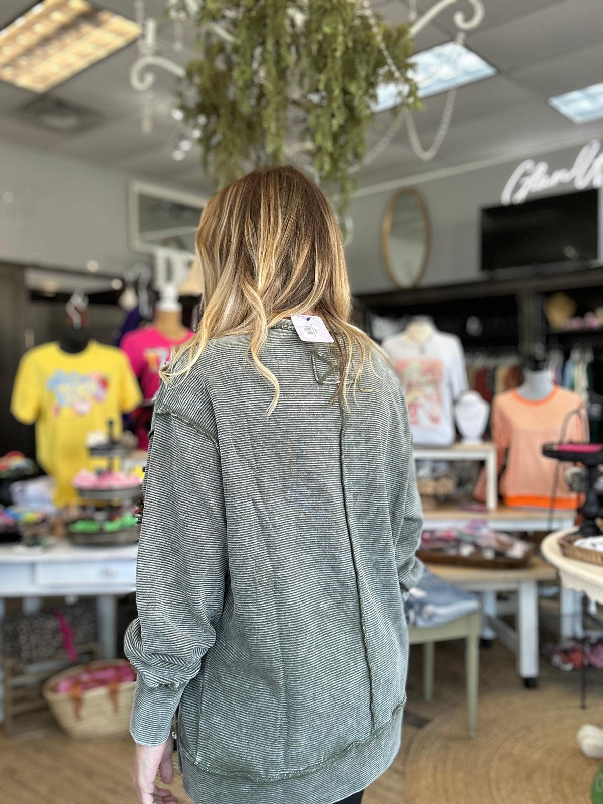 Vintage Olive Ribbed Pullover