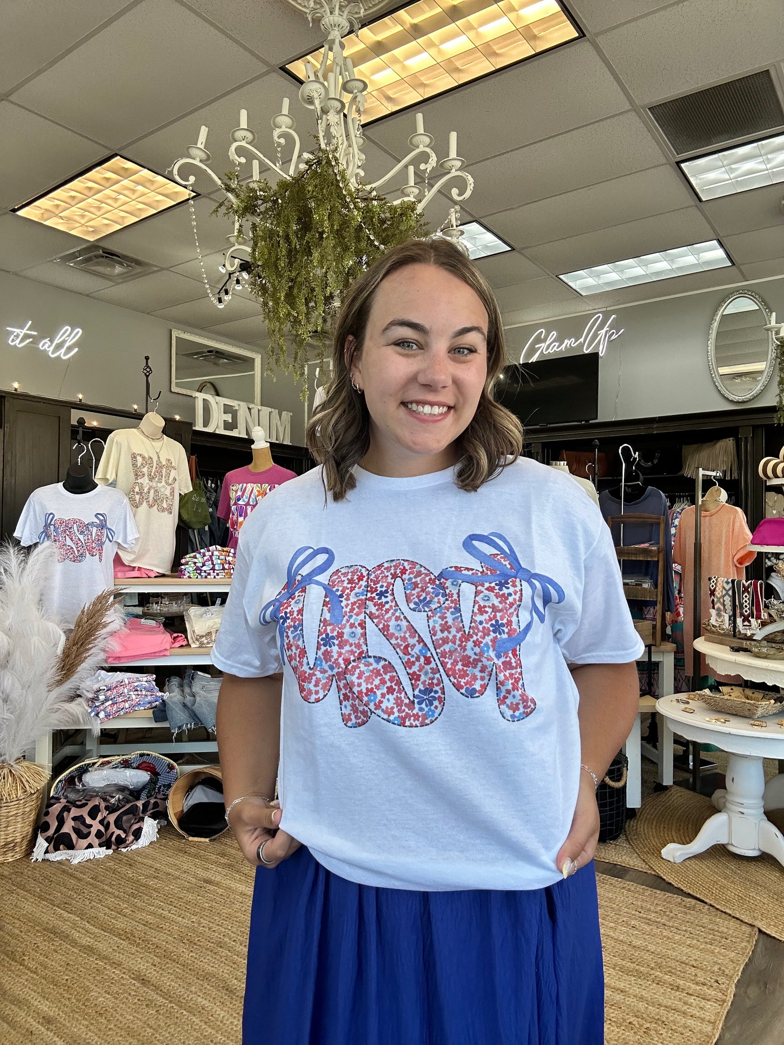 USA Bow Floral Tee