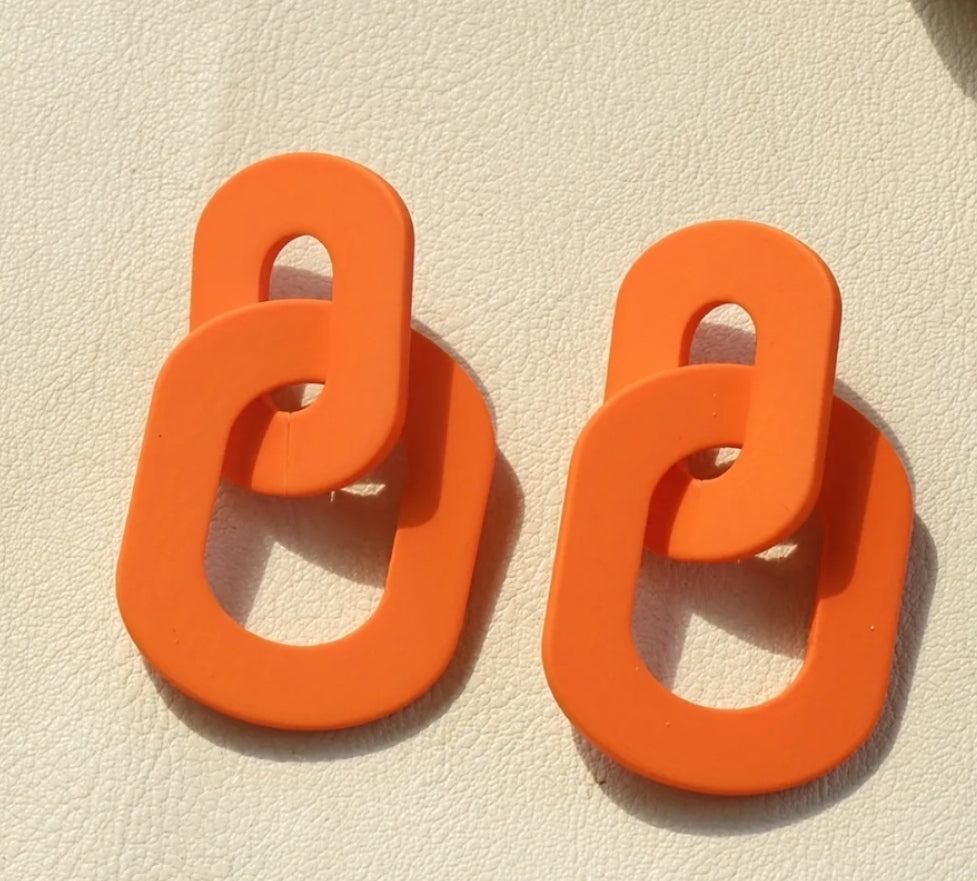 Orange Link Earrings