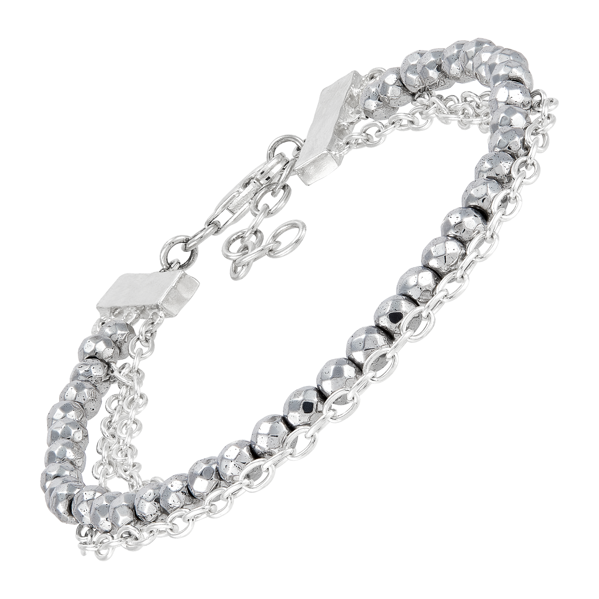 Silpada 'Trendy' Sterling Silver Natural Hematite Bracelet 8.5"