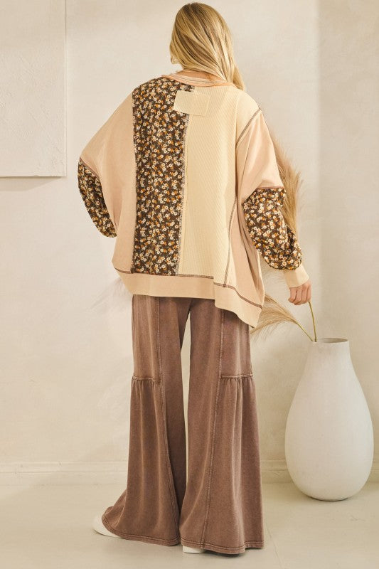 Oversized Cozy Waffle Daisy Patchwork