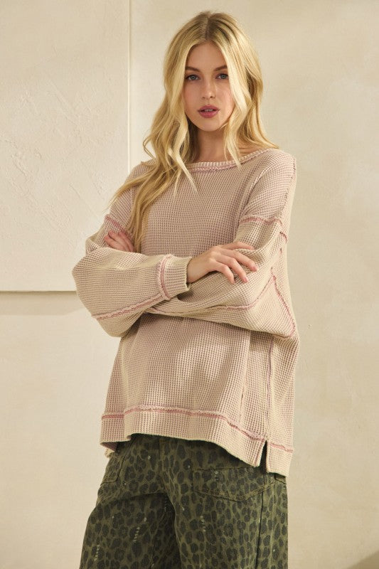 Dusty Mauve Thermal Pullover