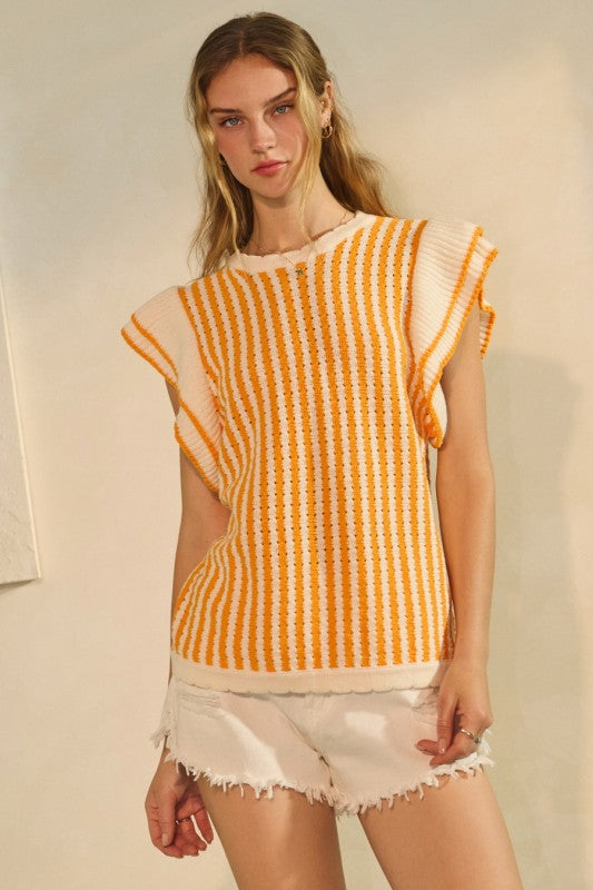 Orange &amp; White Sweater