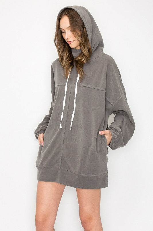 Chels Hooded Fleece Dress Tunic