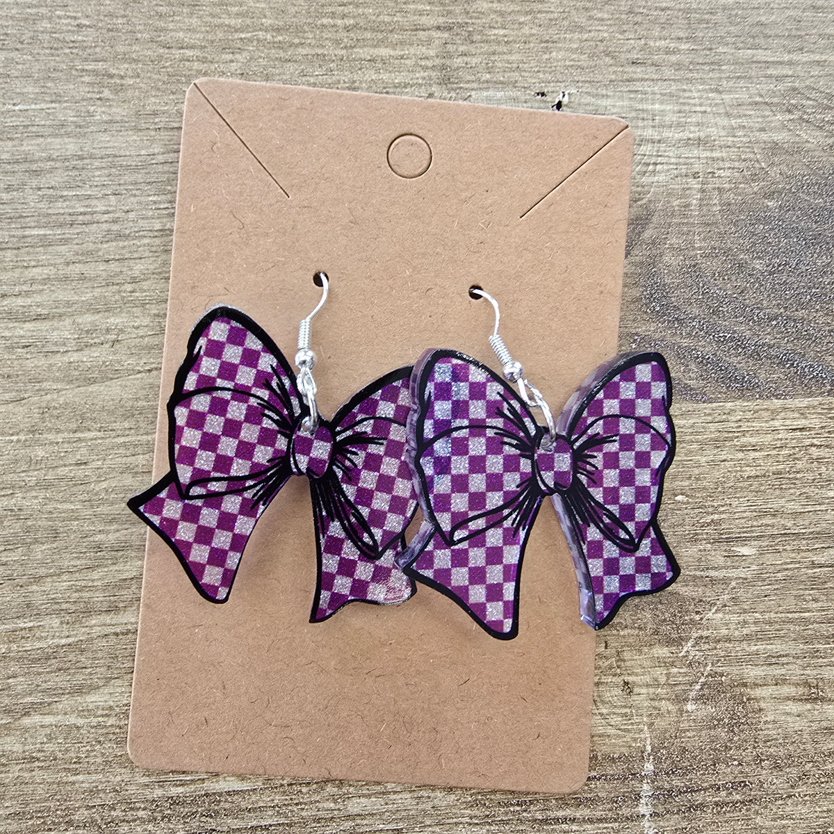 Purple Bow Earrings