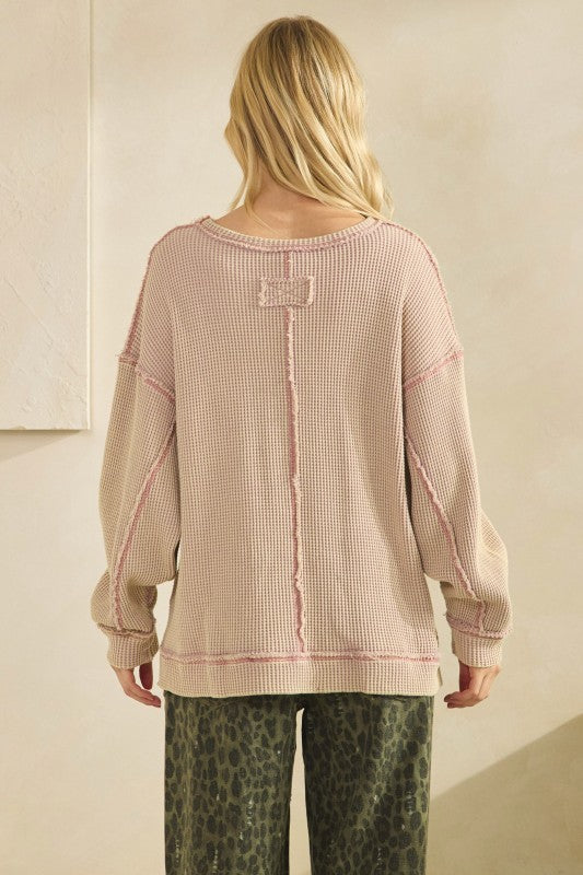 Dusty Mauve Thermal Pullover