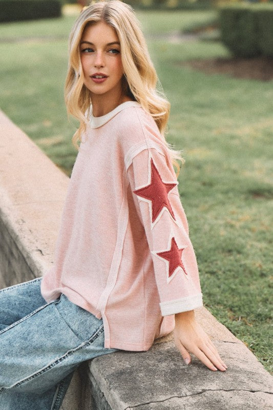 Pink Star Patch Sweatshirt