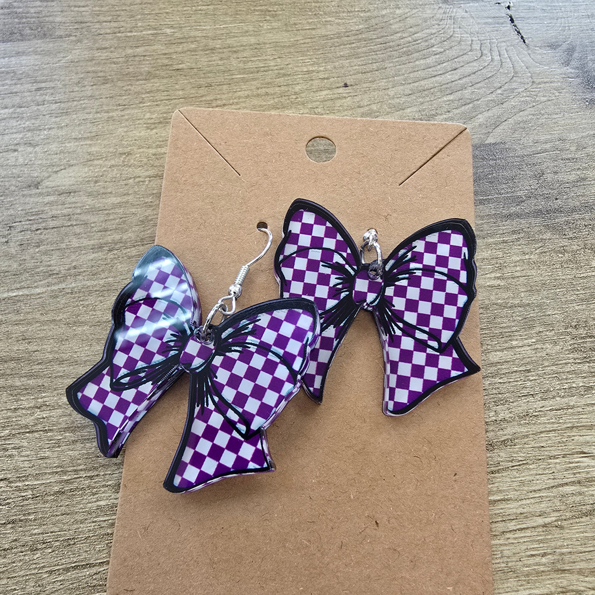 Purple Bow Earrings