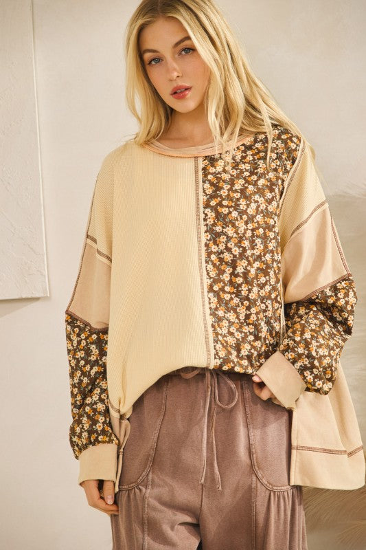 Oversized Cozy Waffle Daisy Patchwork