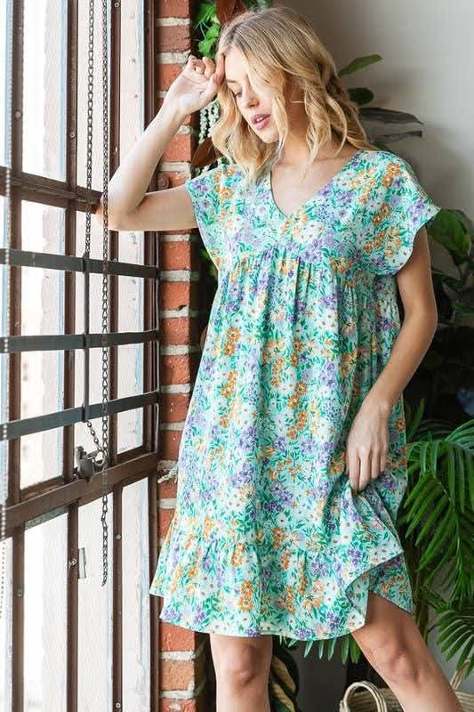 green emerald velvet dress Monica Midi Floral Dress Small