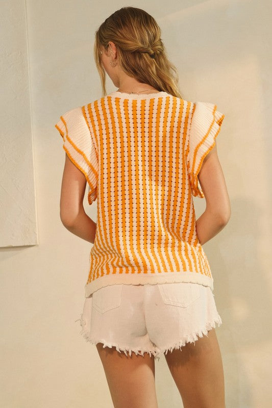 Orange &amp; White Sweater