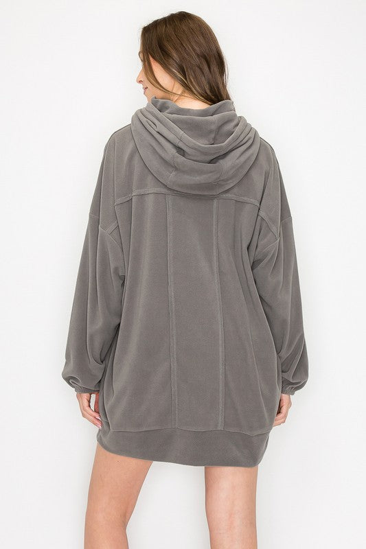 Chels Hooded Fleece Dress Tunic