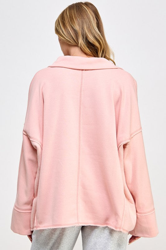 Mauve Oversized V neck Sweatshirt