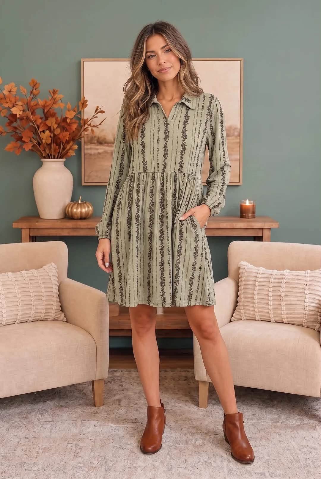 Sage &amp; Sweet Floral Dress