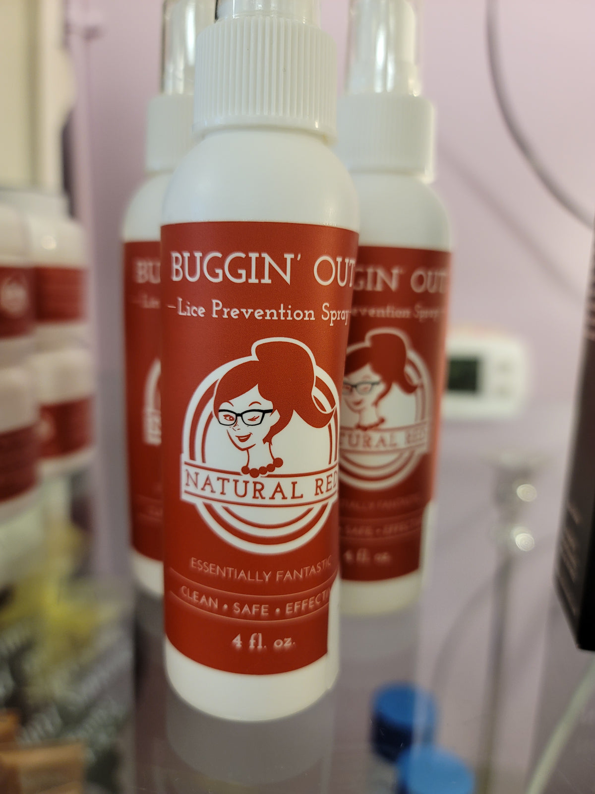 Natural Red Buggin Out Lice Prevention Spray