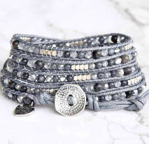 #76 Mixed Grey Vegan Wrap Bracelet