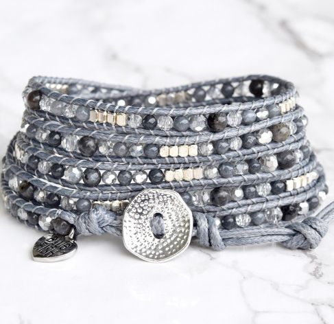 76 Mixed Grey Vegan Wrap Bracelet - Loraleis