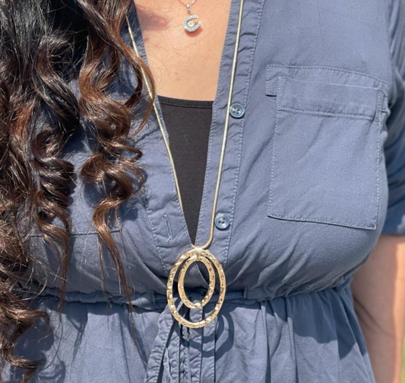 Crazy Hoop Gold Tone Necklace