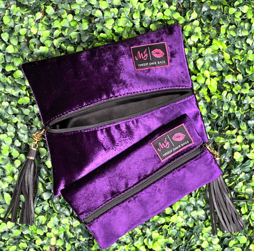 Purple Velvet Makeup Junkie Bags - Loraleis