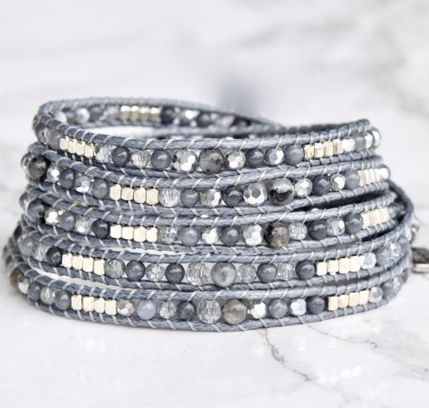 76 Mixed Grey Vegan Wrap Bracelet - Loraleis