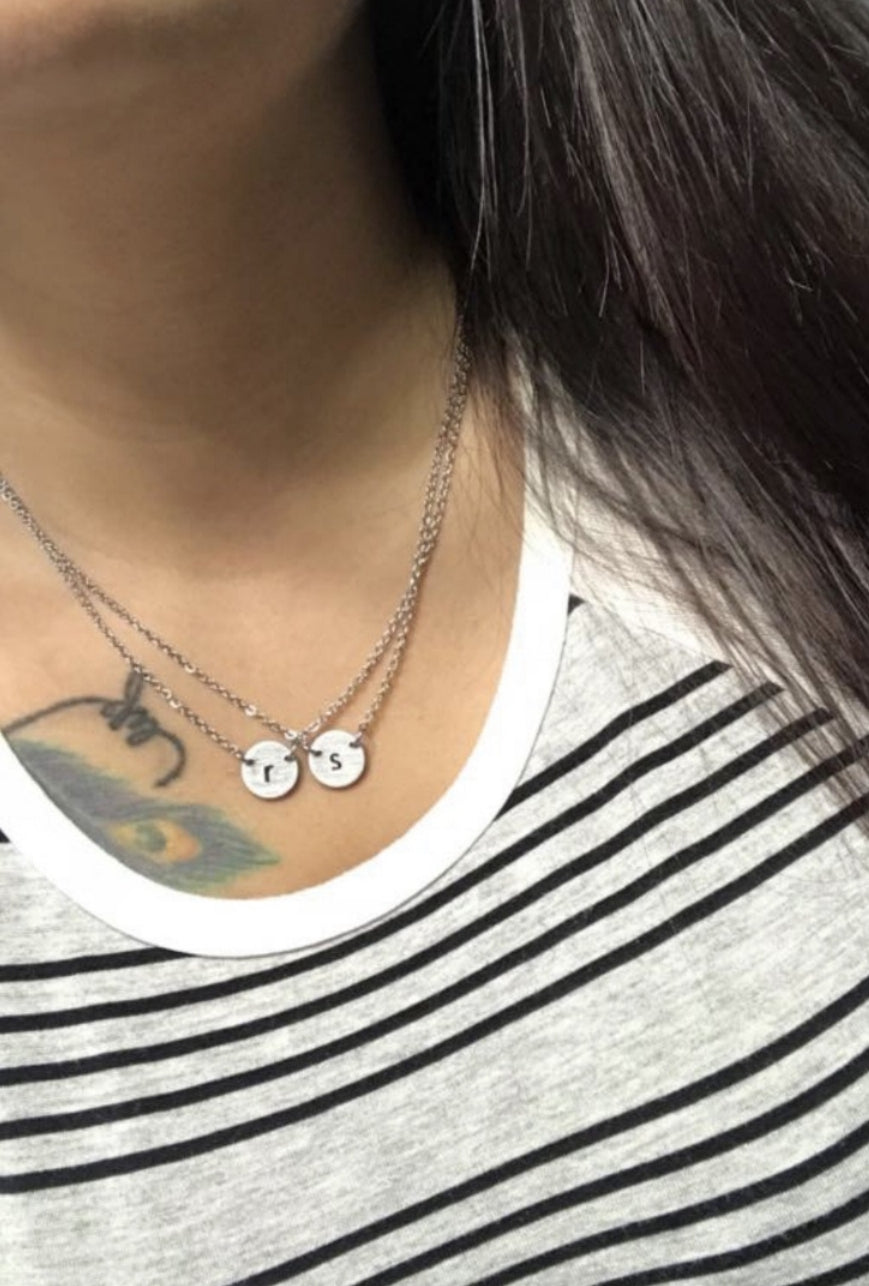 Handstamped Silver Initial Necklace
