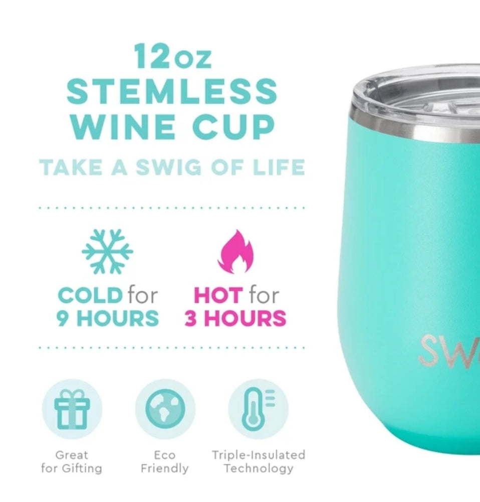 Aqua Matte 12 oz Swig Wine Tumbler