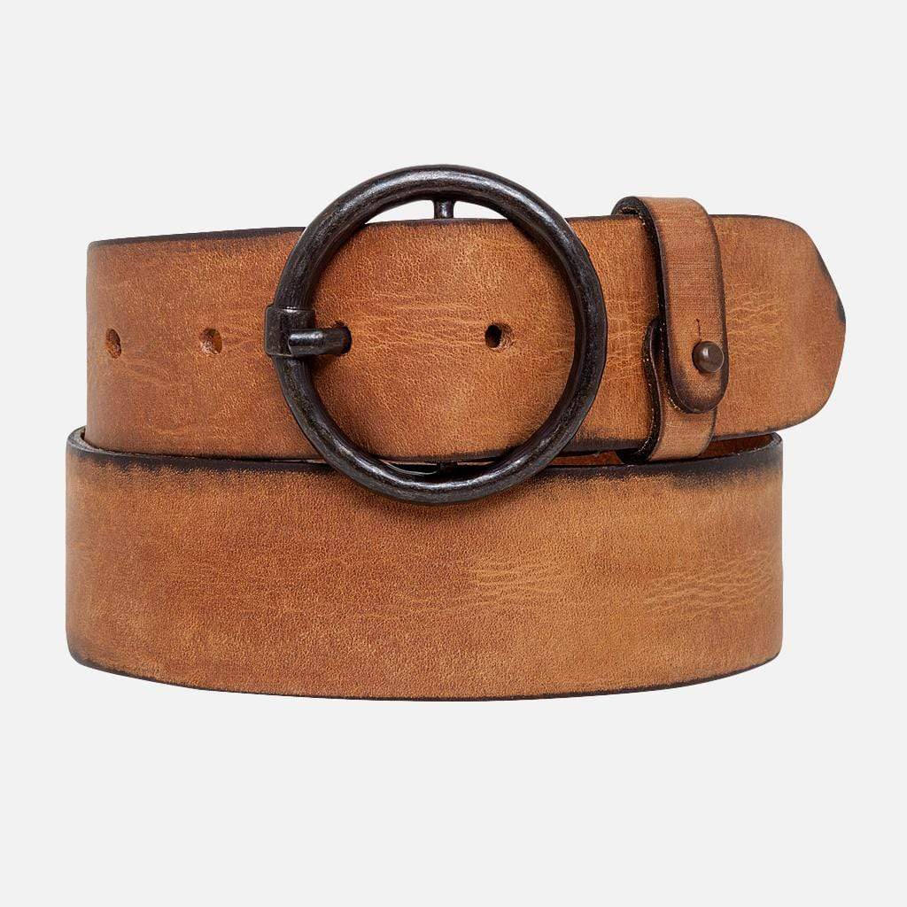 Vintage Round Buckle Leather Belt for Jeans