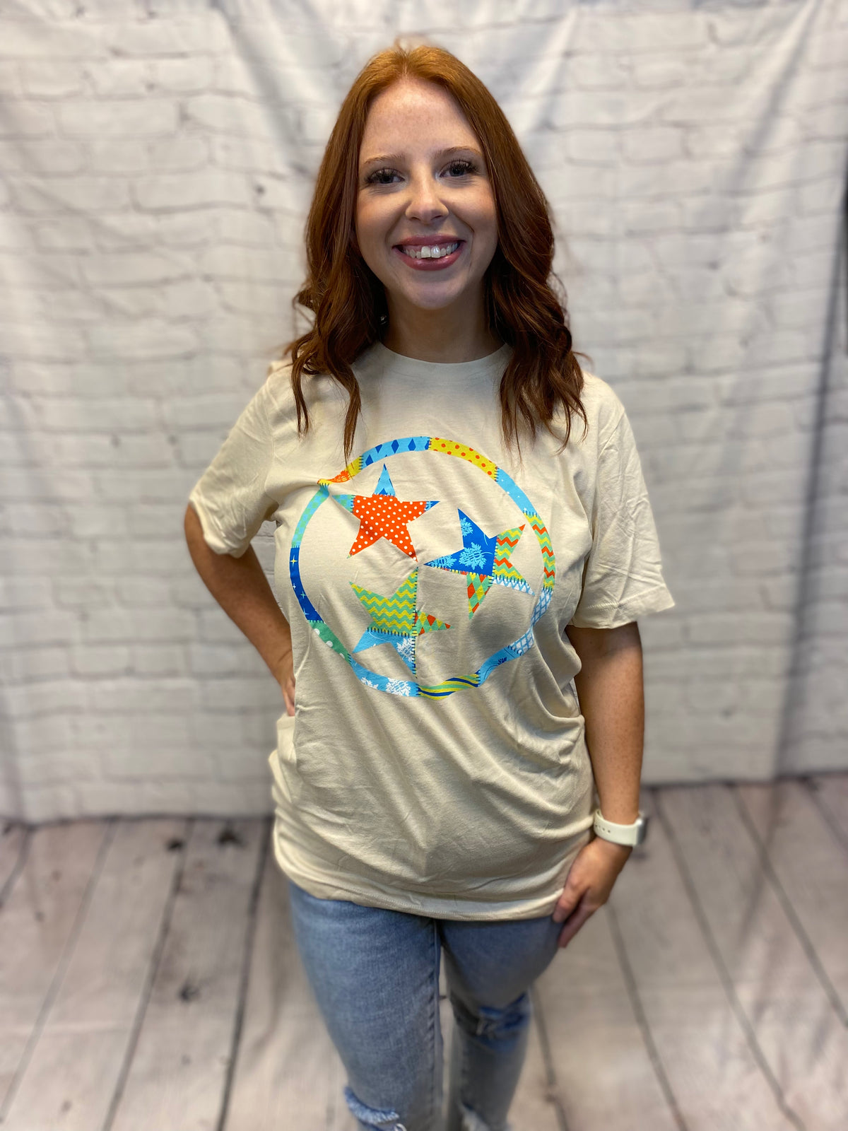 Tristar Patchwork Tee - Cream