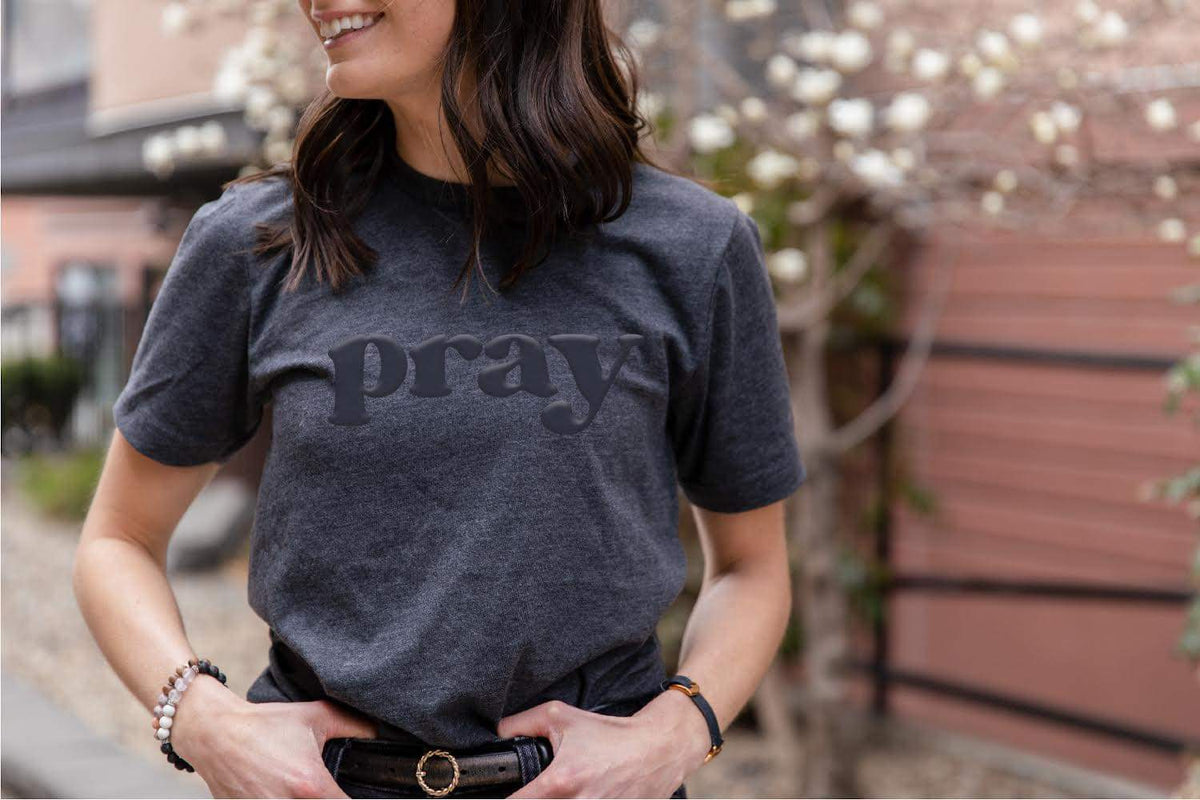 Charcoal Pray Puff Tee